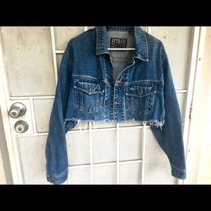 Cut off denim jean jacket sz M